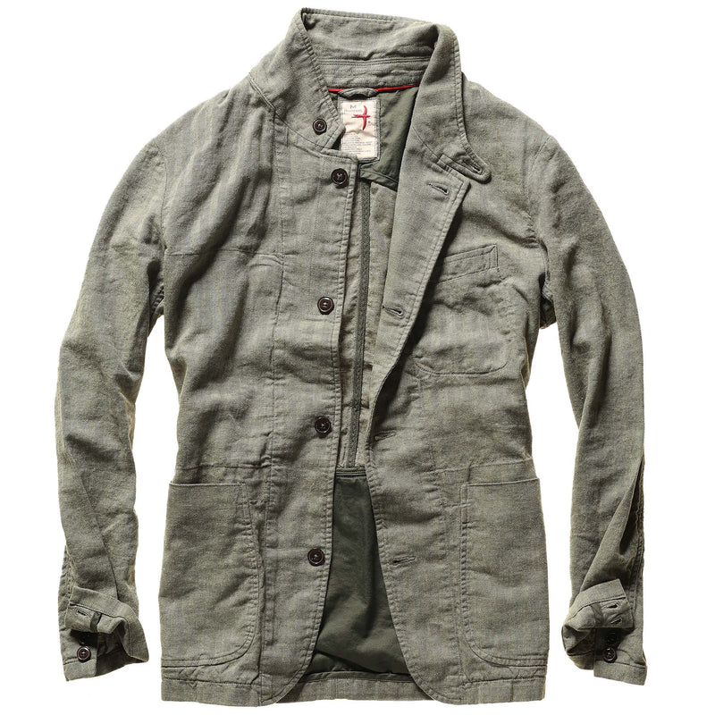 Lt Olive Herringbone Tropical Trap Blazer by Relwen