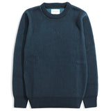Contrasting Navy / Blue  Ribbed Knit Crewneck Sweater by Far Afield UK