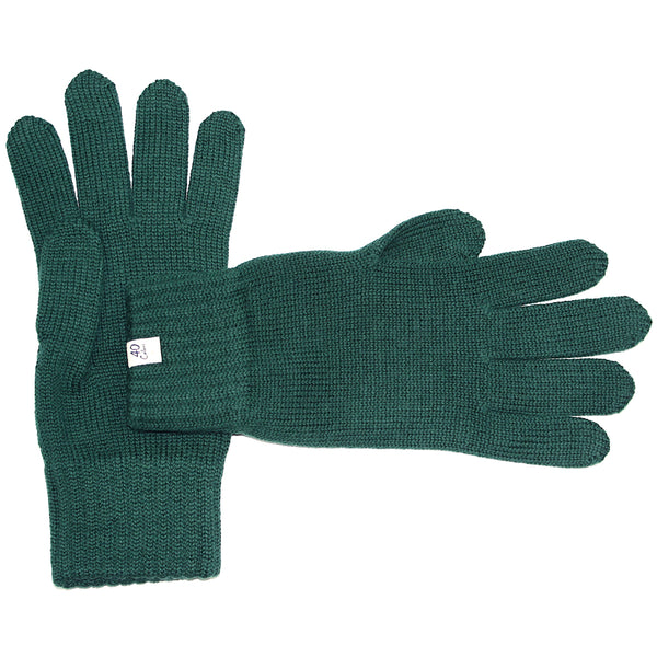 Forest Green Flat Knit Merino Wool Gloves by 40Colori Italy