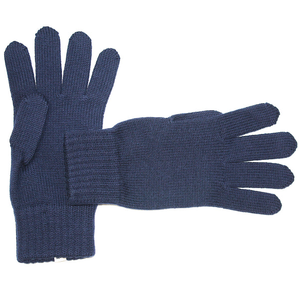 Navy Flat Knit Merino Wool Gloves by 40Colori Italy