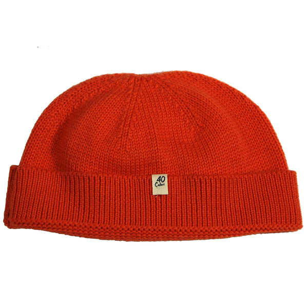 Orange Merino Wool Watchman's Cap by 40 Colori Italy