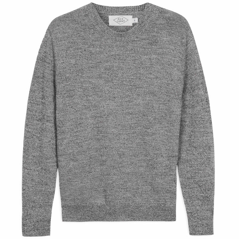 Waterfalls Grey Marl Italian Merino Wool Crewneck "Campo" Sweater by Alex Crane