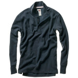 Navy Ribbed Thermal Button Mock by Relwen