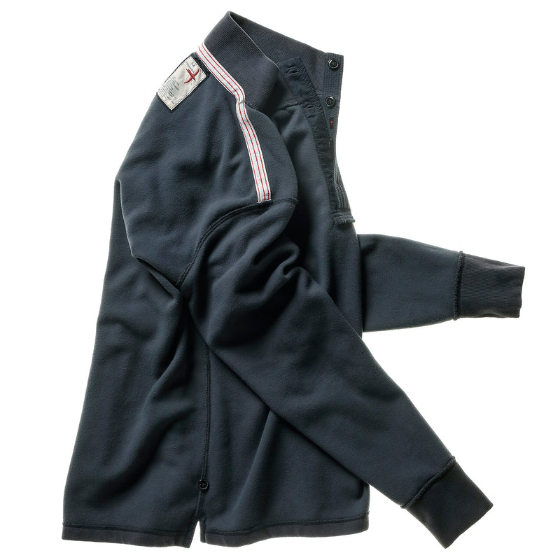 Navy Ribbed Thermal Button Mock by Relwen