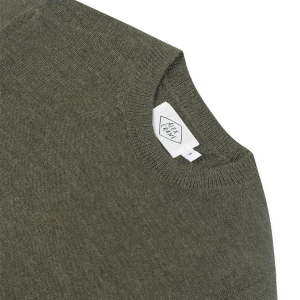 Alex Crane Heathered Pine Italian Merino Wool Crewneck "Campo" Sweater