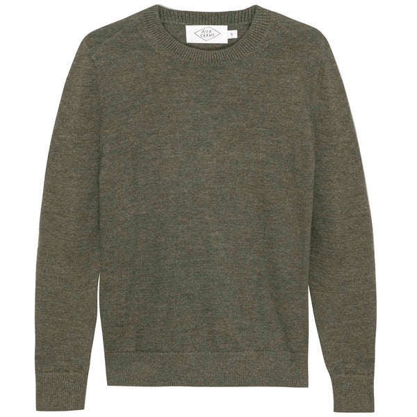 Alex Crane Heathered Pine Italian Merino Wool Crewneck "Campo" Sweater
