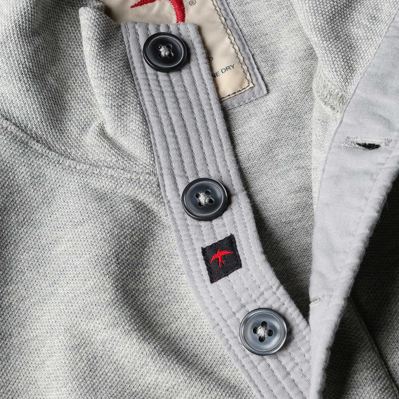 Lt Grey Heather Heather L/S Pique Button Mock by Relwen