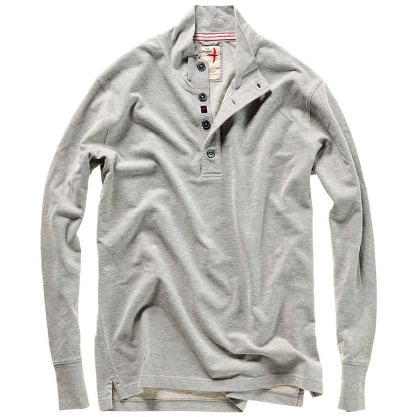 Lt Grey Heather Heather L/S Pique Button Mock by Relwen