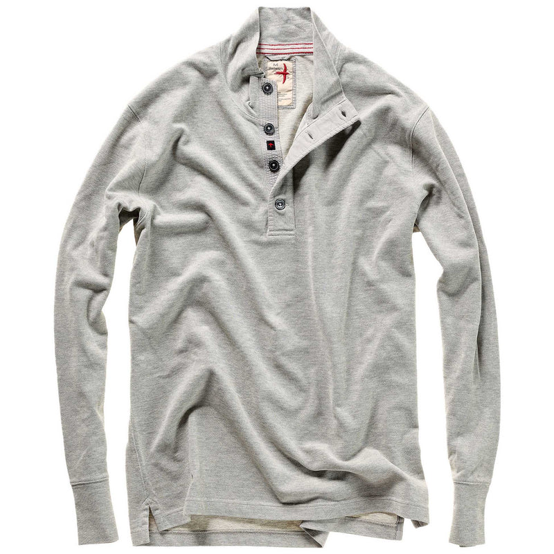 Lt Grey Heather Heather L/S Pique Button Mock by Relwen