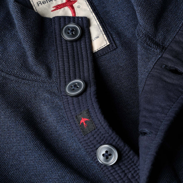Slate Navy Heather L/S Pique Button Mock by Relwen