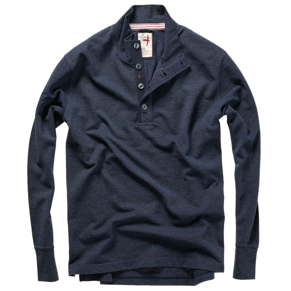Slate Navy Heather L/S Pique Button Mock by Relwen