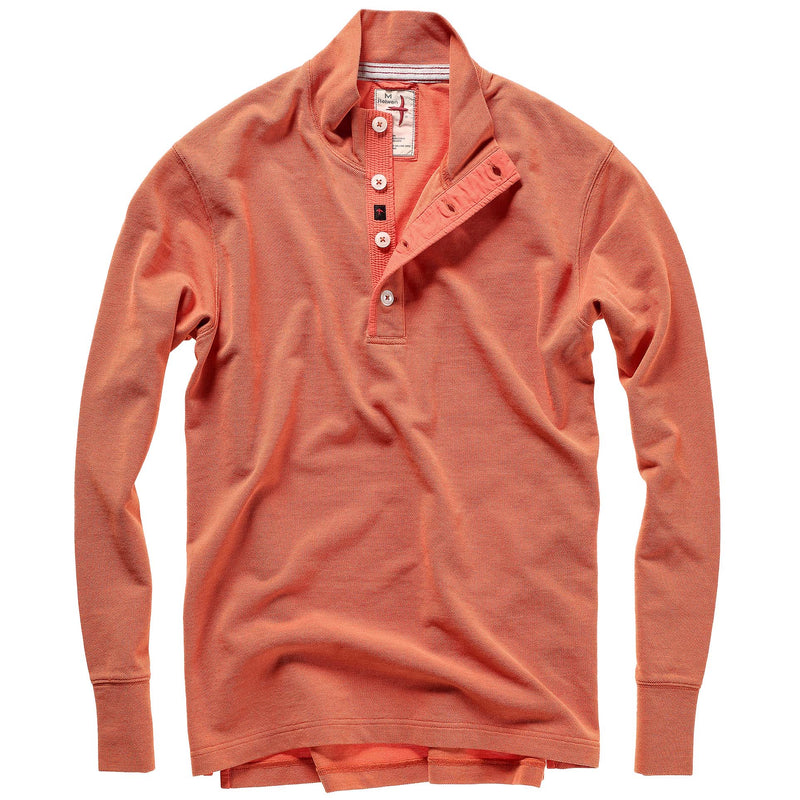Muted Orange Heather L/S Pique Button Mock by Relwen