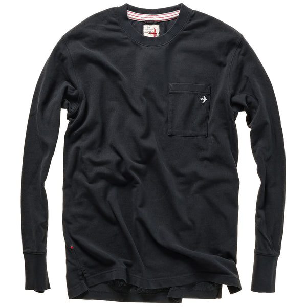 Black L/S Pique Pocket Crew by Relwen