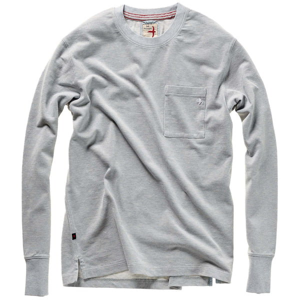 Cloud Blue Heather L/S Pique Pocket Crew by Relwen