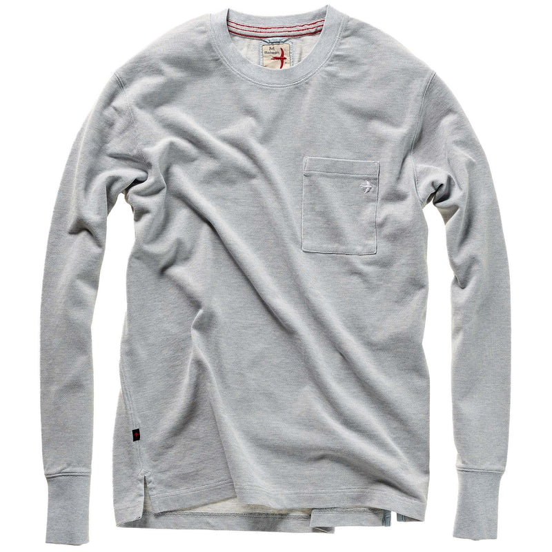 Cloud Blue Heather L/S Pique Pocket Crew by Relwen