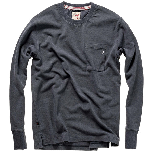 Slate Navy Heather L/S Pique Pocket Crew by Relwen