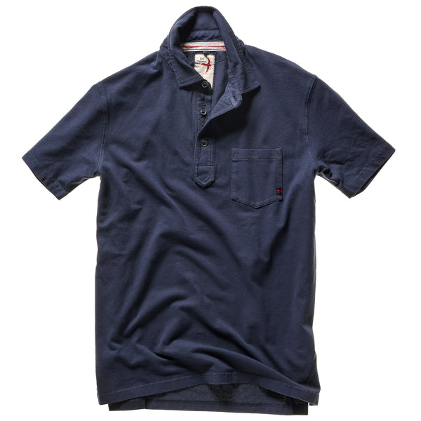 Navy Stretch Pique Slot Polo by Relwen