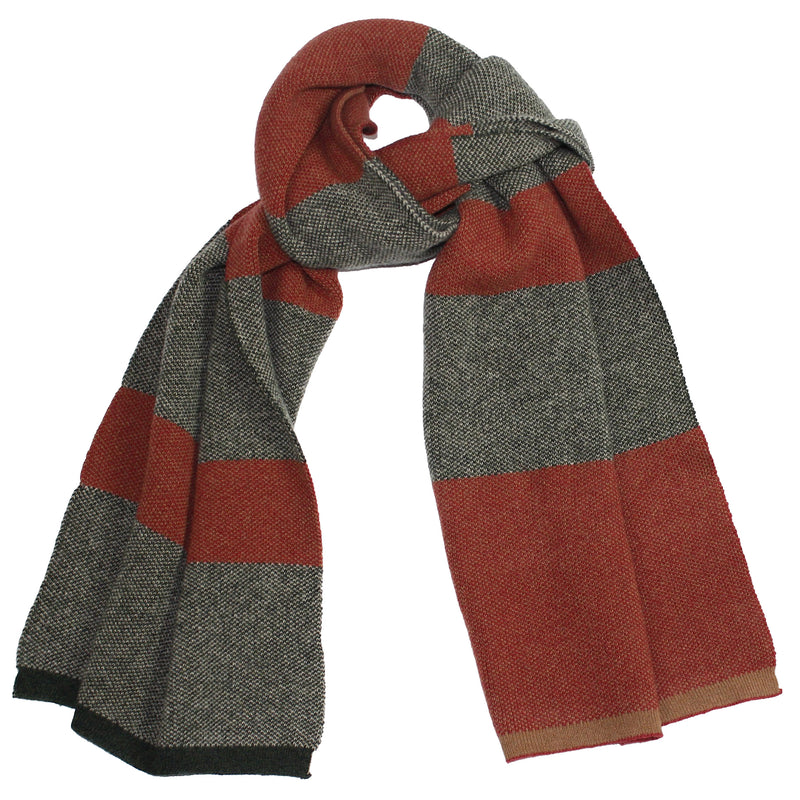 Red / Taupe Melange Striped Wool / Cashmere Scarf by 40Colori