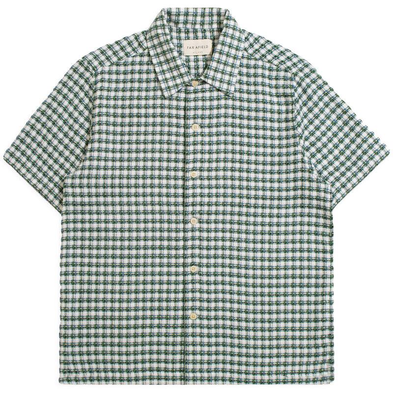 Tropical Green "Busey" Dobby Check Short Sleeve Shirt by Far Afield