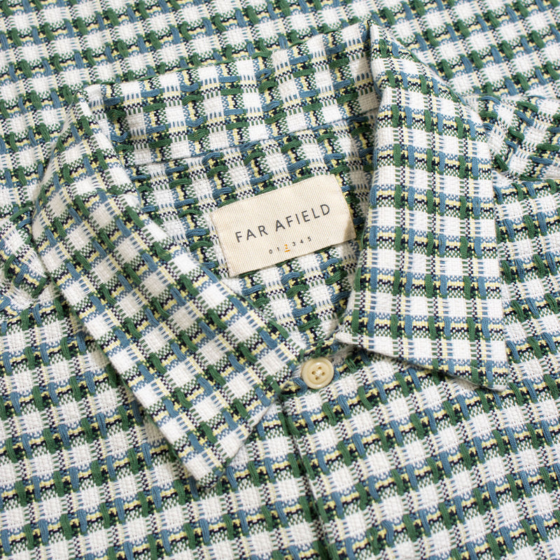 Tropical Green "Busey" Dobby Check Short Sleeve Shirt by Far Afield