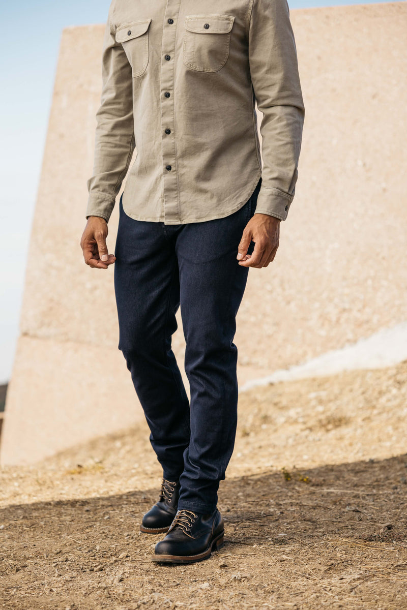 Sandstone "Brace" L/S Stretch Oxford Shirt by Hiroshi Kato