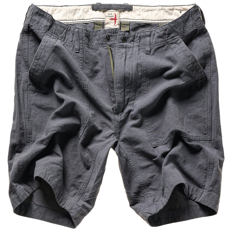 Dark Smoke Cotton / Linen Supply Short by Relwen - 9"