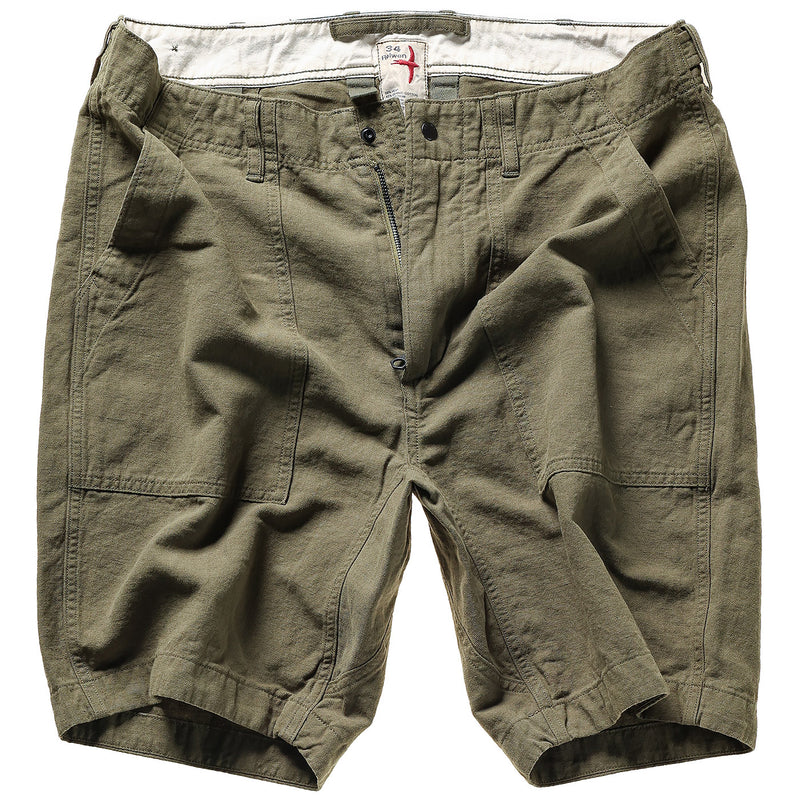Olive Drab Cotton / Linen Supply Short by Relwen - 9"
