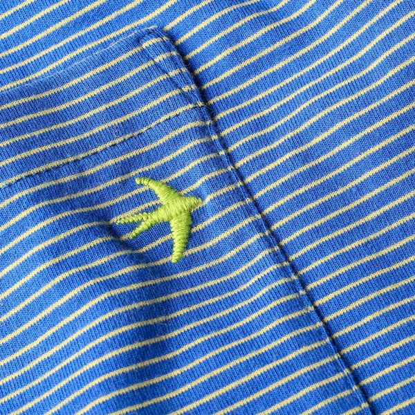 Royal / Yellow Stripe SS Ringspun Pocket Crewneck Tee by Relwen