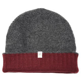 40 Colori Reversible Burgundy & Charcoal Cashmere / Wool Knit Beanie